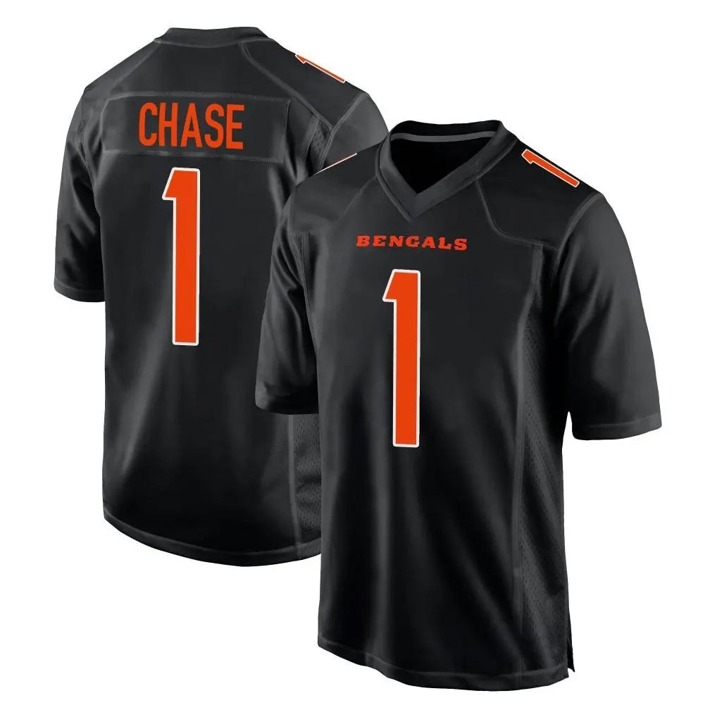 C.Bengals #1 Ja'Marr Chase Player Black Fashion Game Jdoa Stitched Jerseys