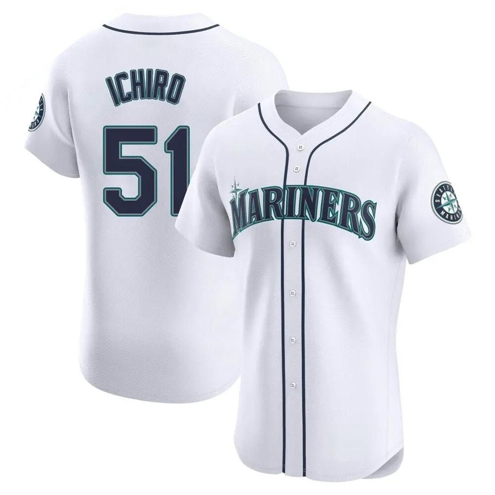 S.Mariners #51 Ichiro Suzuki Player White Home Limited Elite Jdoa Stitched Jerseys