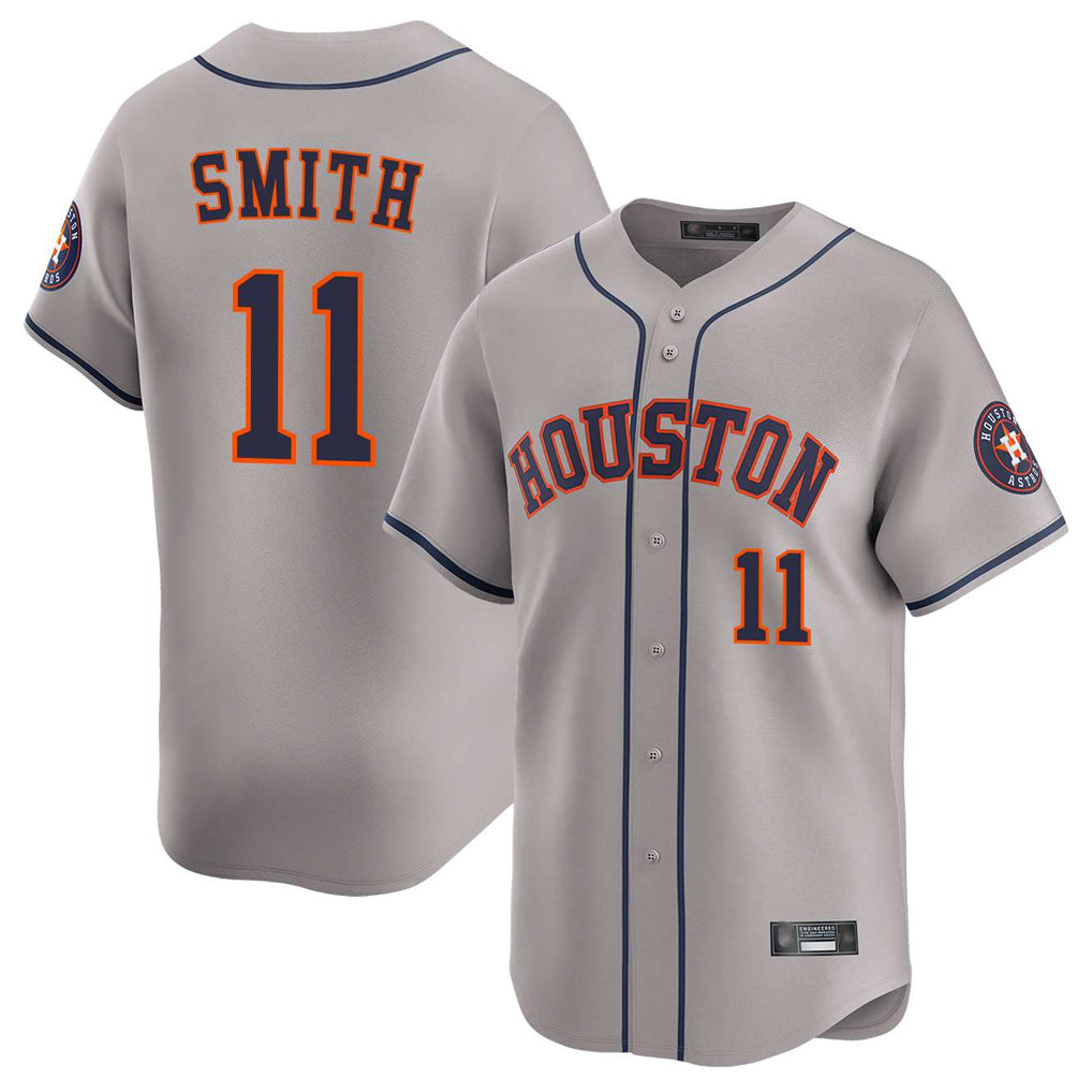 H.Astros #11 Cam Smith Player Gray Home Limited Jdoa Stitched Jerseys