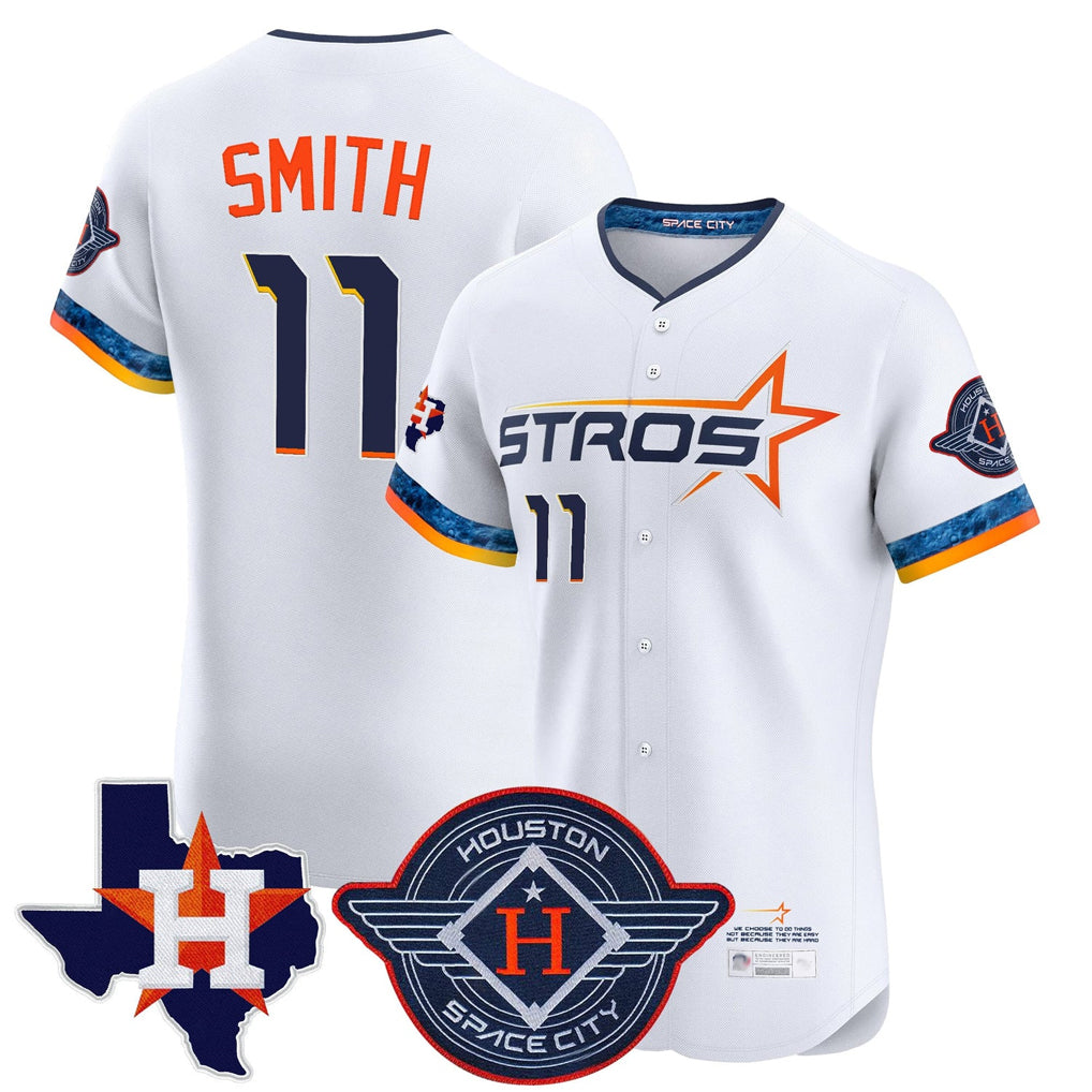 H.Astros #11 Cam Smith Player White City Connect Texas Patch Vapor Premier Limited Elite Home Jdoa Stitched Jerseys