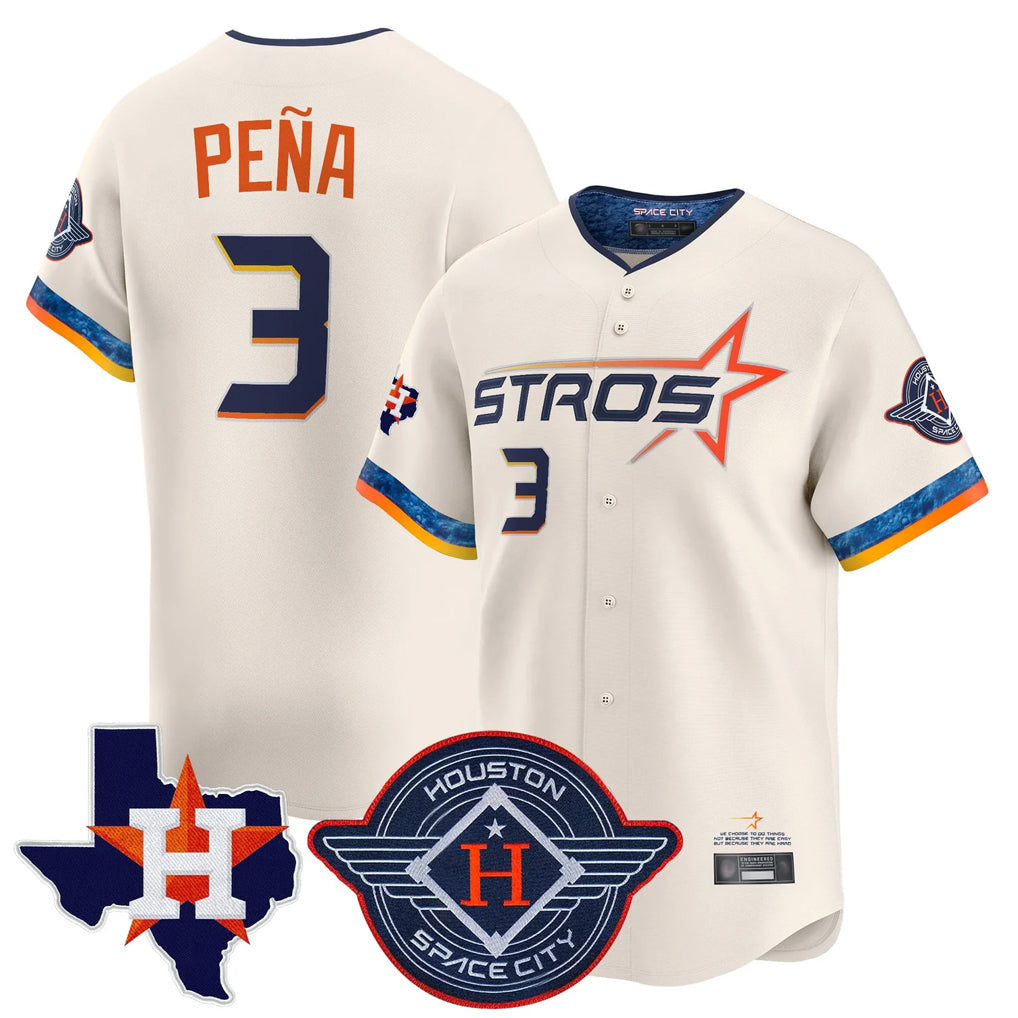 H.Astros #3 Jeremy Pena Player Cream City Connect Texas Patch Vapor Premier Limited Home Jdoa Stitched Jerseys