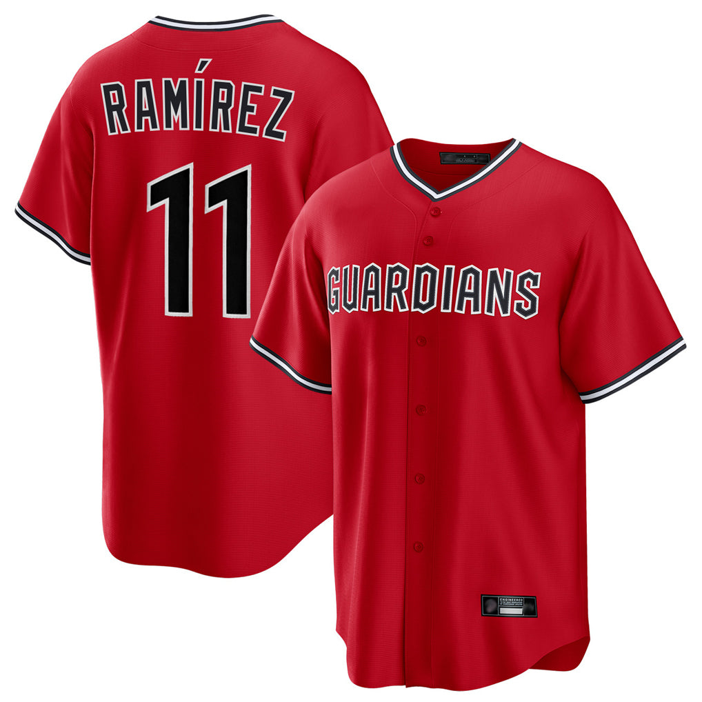 C.Guardians #11 Jose Ramirez Player Red Home Game Jdoa Stitched Jerseys