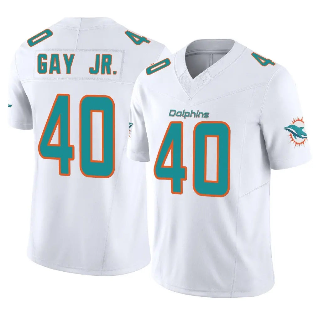 M.Dolphins #40 Willie Gay Jr. Player White Limited Vapor F.U.S.E. Home Game Jdoa Stitched Jerseys