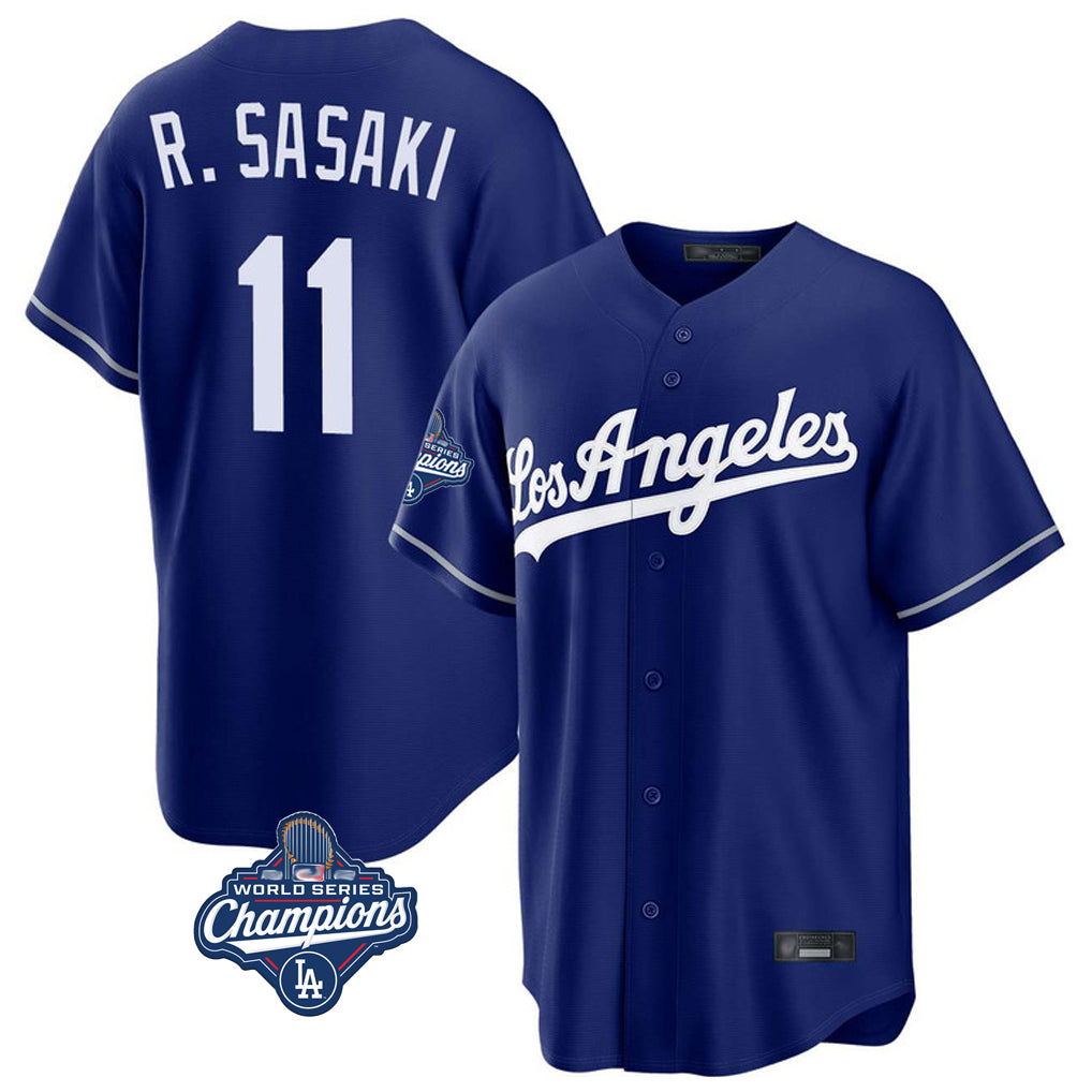 LA.Dodgers #11 Roki Sasaki Player Royal World Series Meet Game Jdoa Stitched Jerseys