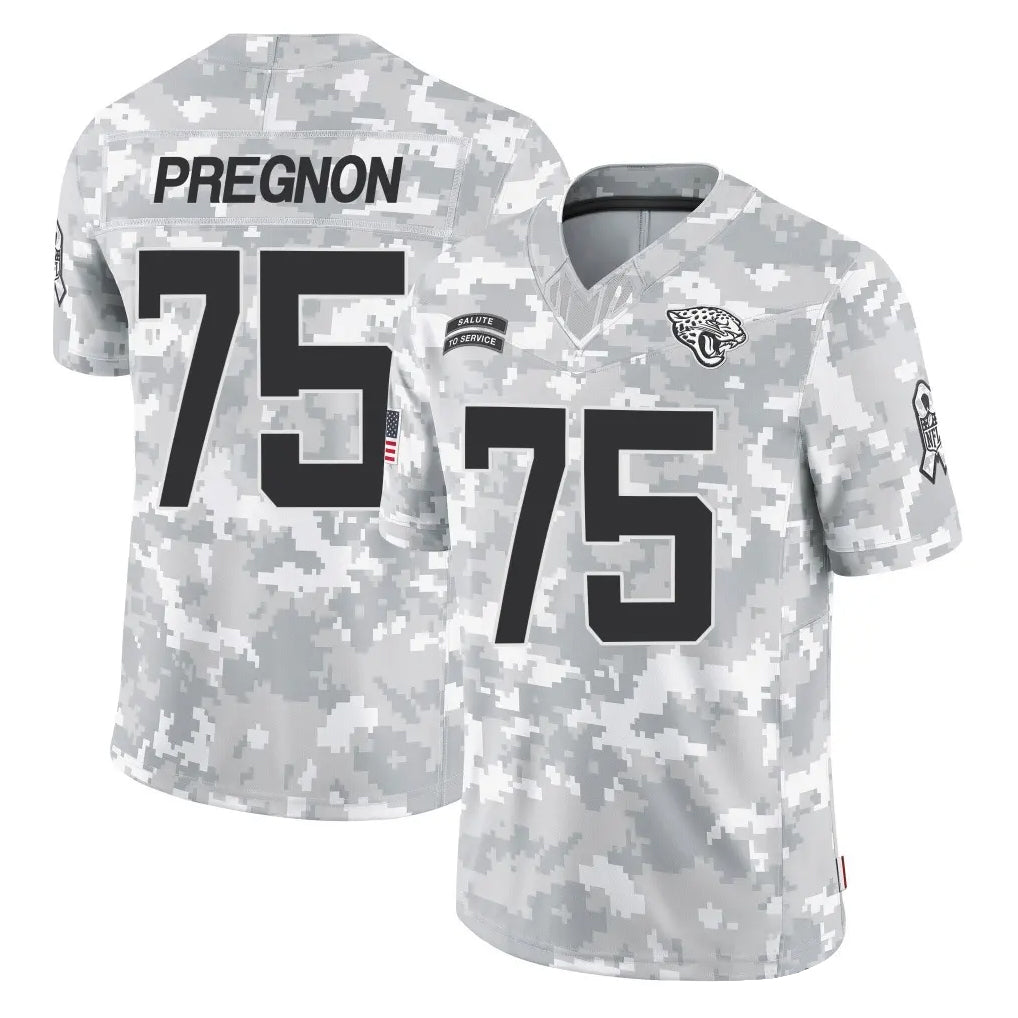 J.Jaguars #75 Emmanuel Pregnon Player Arctic Camo Salute To Service Limited Game Jdoa Stitched Jerseys