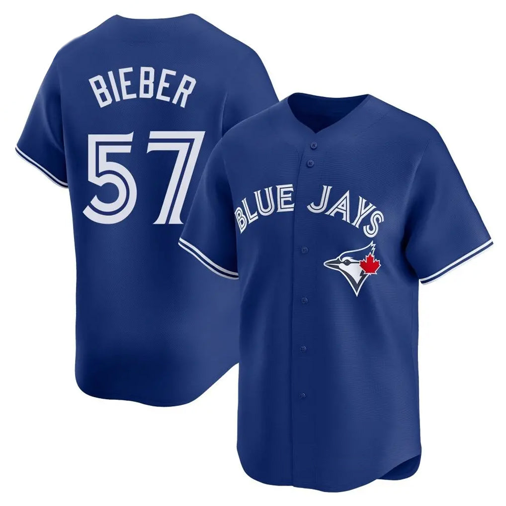 T.Blue Jays #57 Shane Bieber Player Royal Home Jdoa Stitched Jerseys