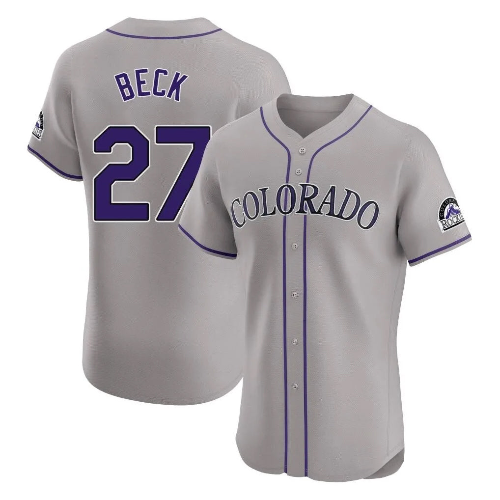 C.Rockies #27 Jordan Beck Player Gray Limited Elite Home Jdoa Stitched Jerseys