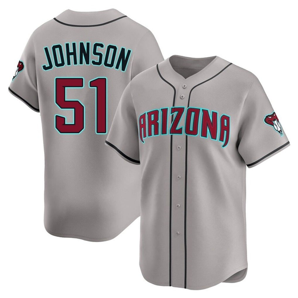 A.Diamondbacks #51 Randy Johnson Player Gray Road Limited Home Game Jdoa Stitched Jerseys