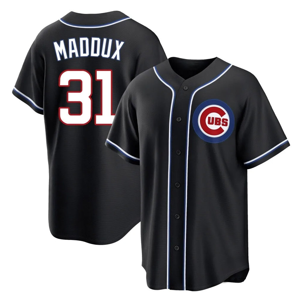 C.Cubs #31 Greg Maddux Player Black Fashion Out Game Jdoa Stitched Jerseys