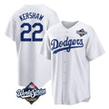 LA.Dodgers #22 Clayton Kershaw Player White World Series Game Home Jdoa Stitched Jerseys