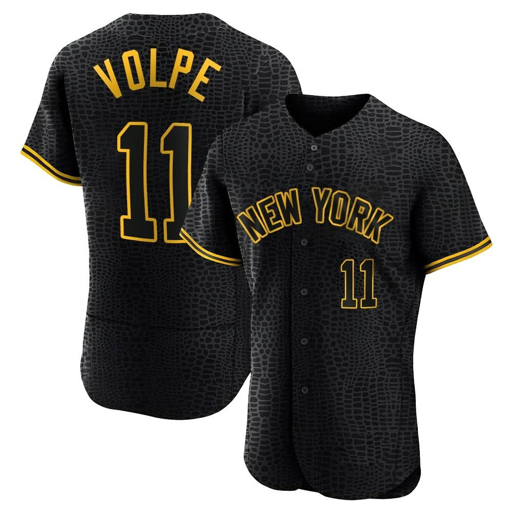 NY.Yankees #11 Anthony Volpe Player Black Snake Skin City Limited ELite Home Jdoa Stitched Jerseys