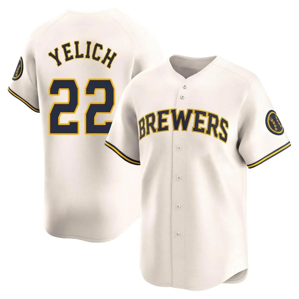 M.Brewers #22 Christian Yelich Player Cream Home Limited Game Jdoa Stitched Jerseys