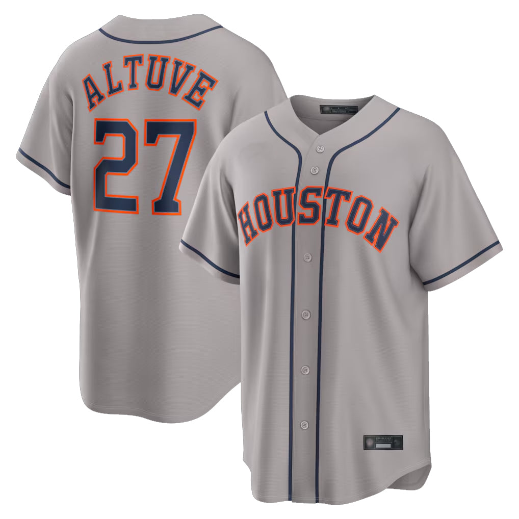 H.Astros #27 Jose Altuve Player Gray Home Game Jdoa Stitched Jerseys