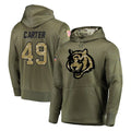 C.Bengals #49 Barrett Carter Player Olive Salute to Service Pullover Hoodies Home Game Jdoa Stitched Jerseys