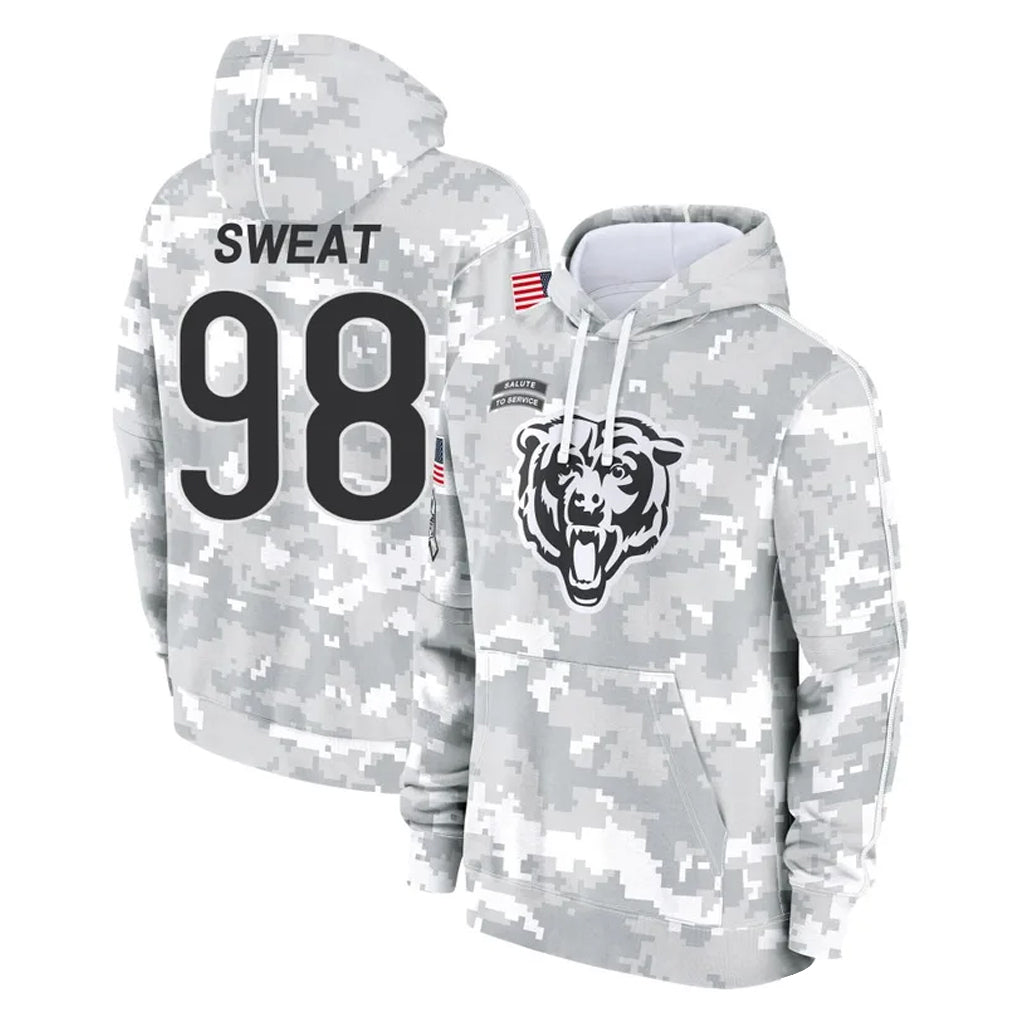 C.Bears #98 Montez Sweat Player Arctic Camo Salute to Service Pullover Hoodies Limited Jdoa Stitched Jerseys