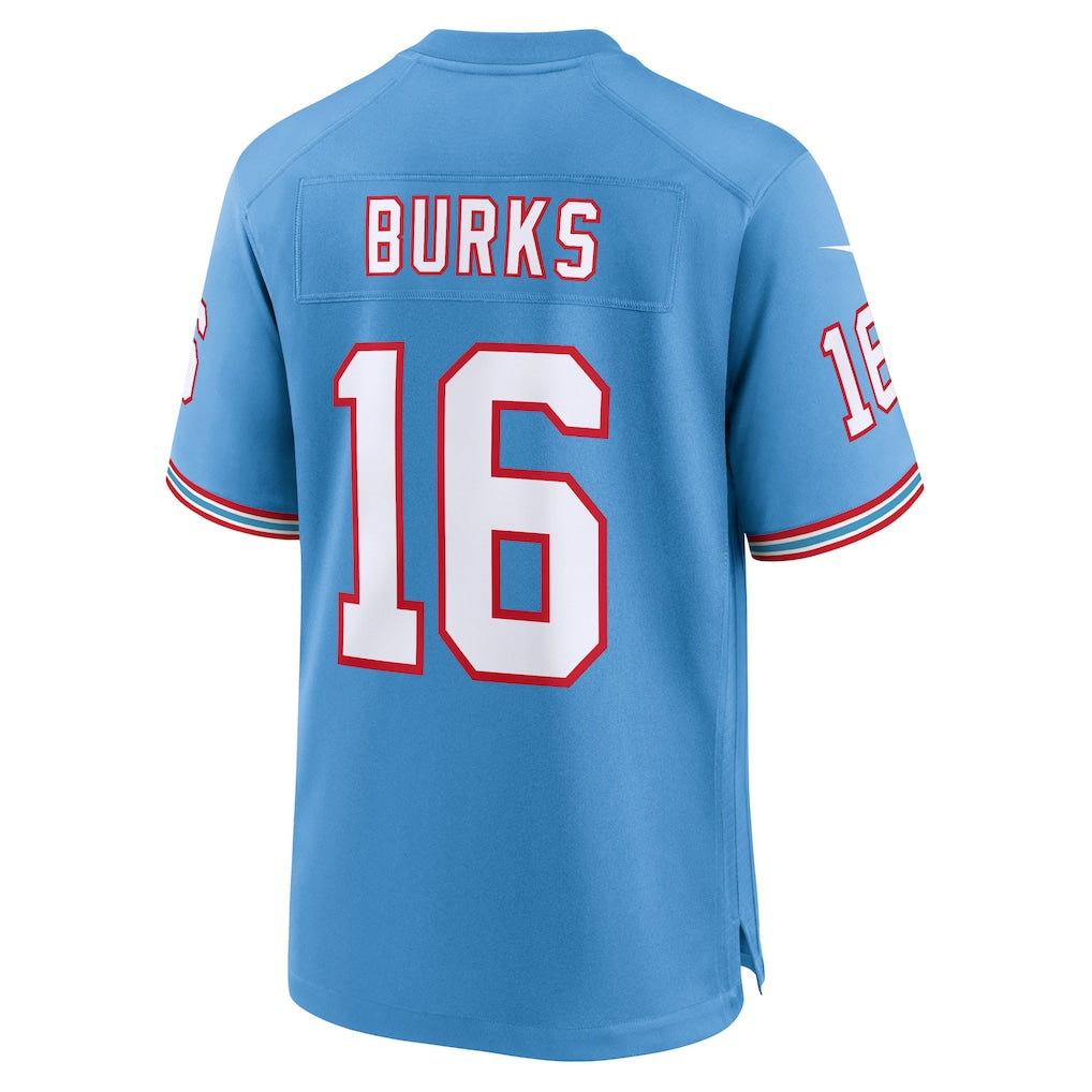 Jdoa T.Titans #16 Treylon Burks Light Blue Oilers Throwback Alternate Game Player Jersey