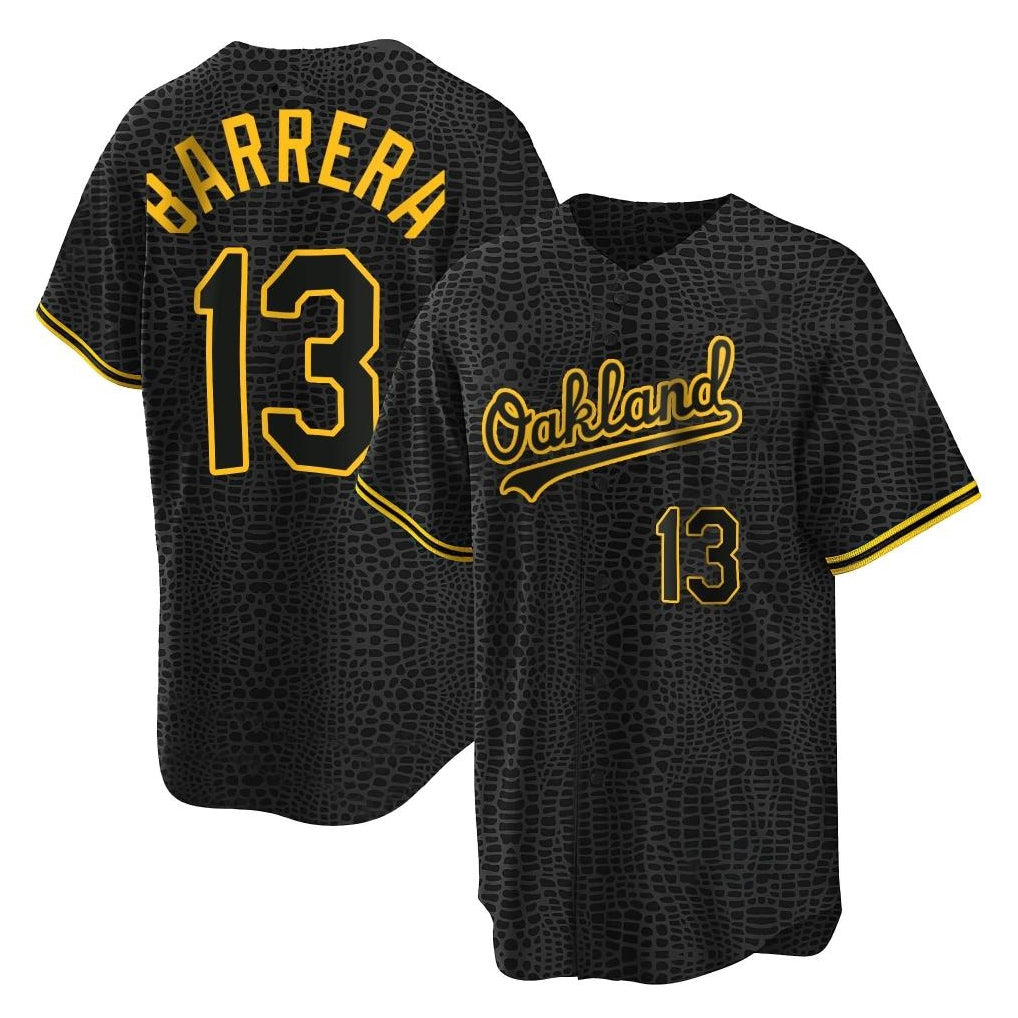 Athletics #13 Luis Barrera Player Black Snake Skin City Home Game Jdoa Stitched Jerseys