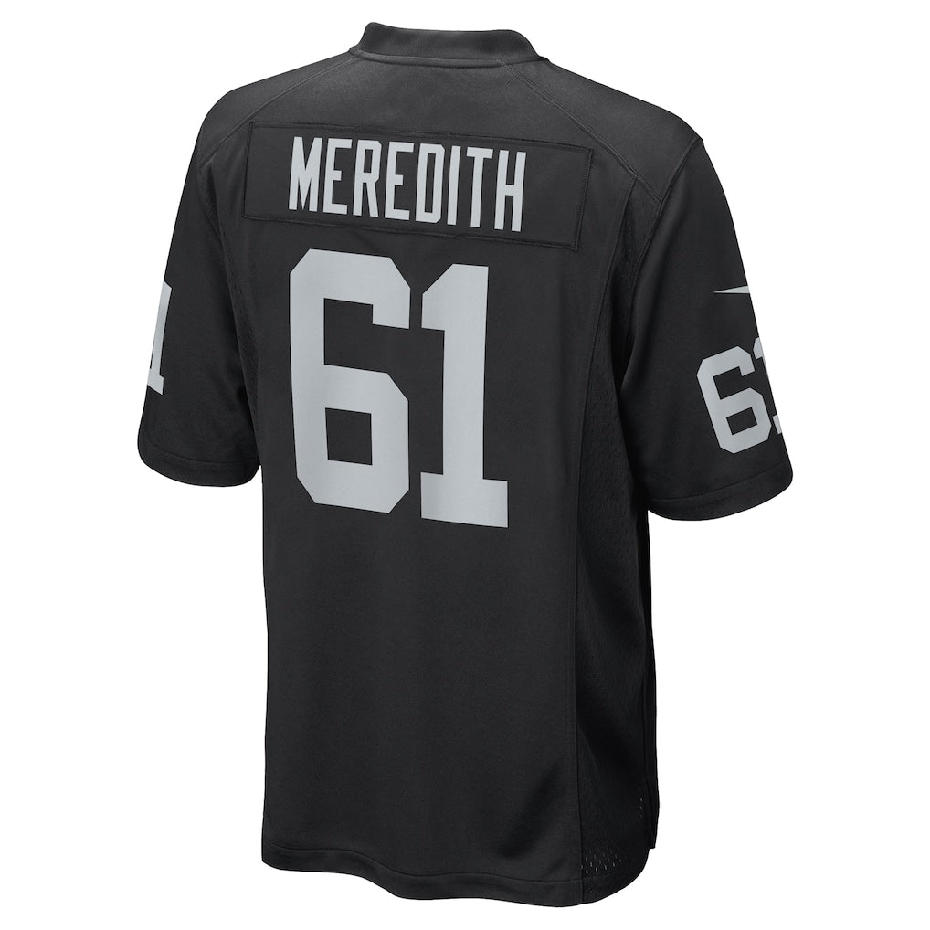 Jdoa LV.Raiders #61 Jordan Meredith Black Game Player Jersey