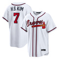 A.Braves #7 Ha-Seong Kim Player White Home Game Jdoa Stitched Jerseys