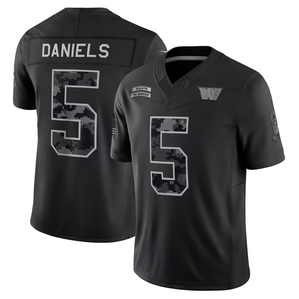 Hdoa W.Commanders #5 Jayden Daniels Player Black Limited 2026 Salute to Service Home Game Stitched Jerseys
