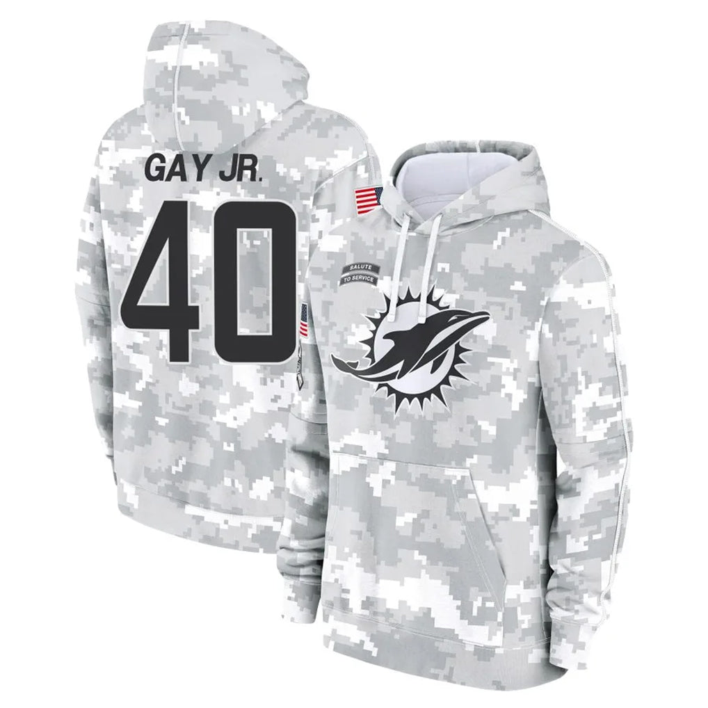 M.Dolphins #40 Willie Gay Jr. Player Arctic Camo Salute to Service Hoodies Limited Game Jdoa Stitched Jerseys