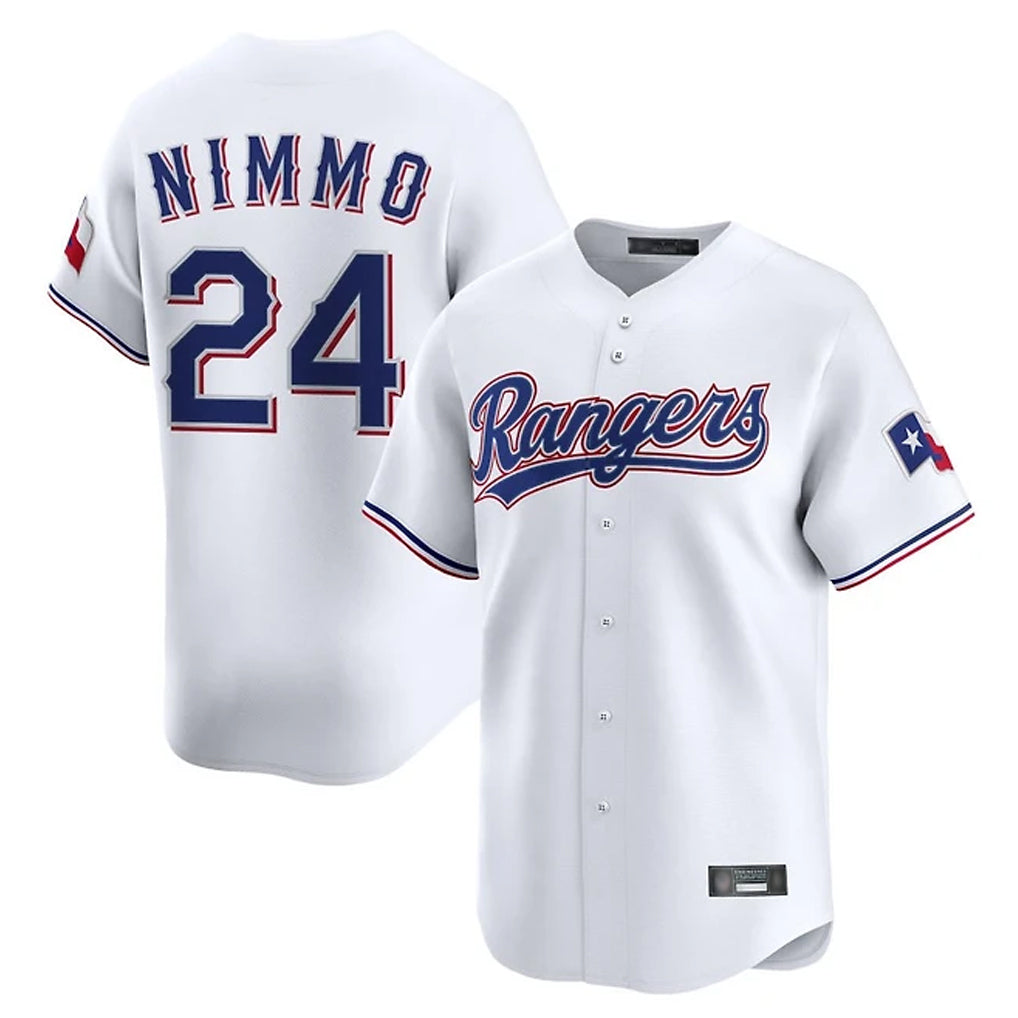 T.Rangers #24 Brandon Nimmo Player White Home Limited Jdoa Stitched Jerseys
