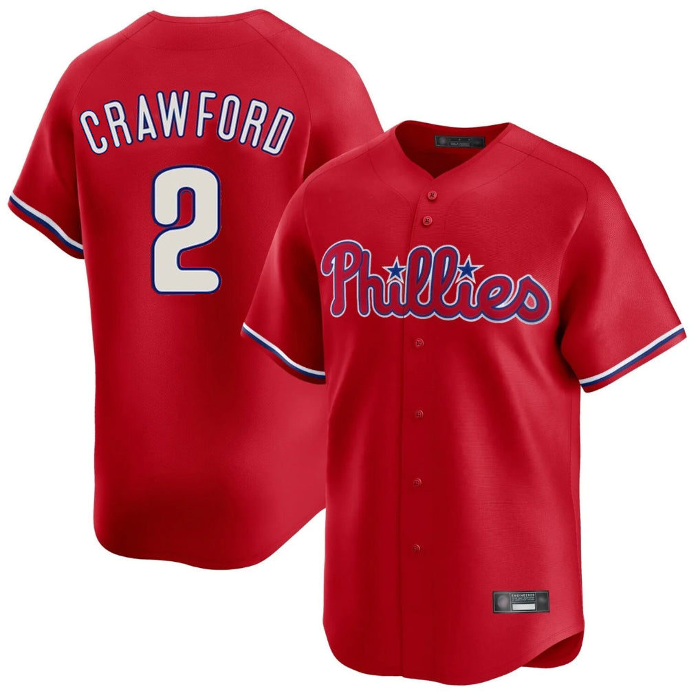 P.Phillies #2 Justin Crawford Player Red Home Limited Jdoa Stitched Jerseys