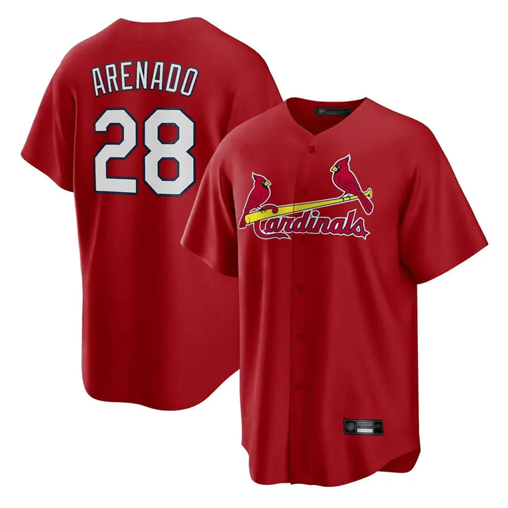 St. Louis Cardinals #28 Nolan Arenado Player Red Home Game Jdoa Stitched Jerseys