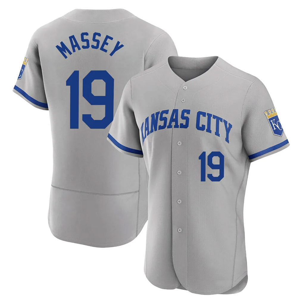 KC.Royals #19 Michael Massey Player Gray Limited Elite Home Game Jdoa Stitched Jerseys