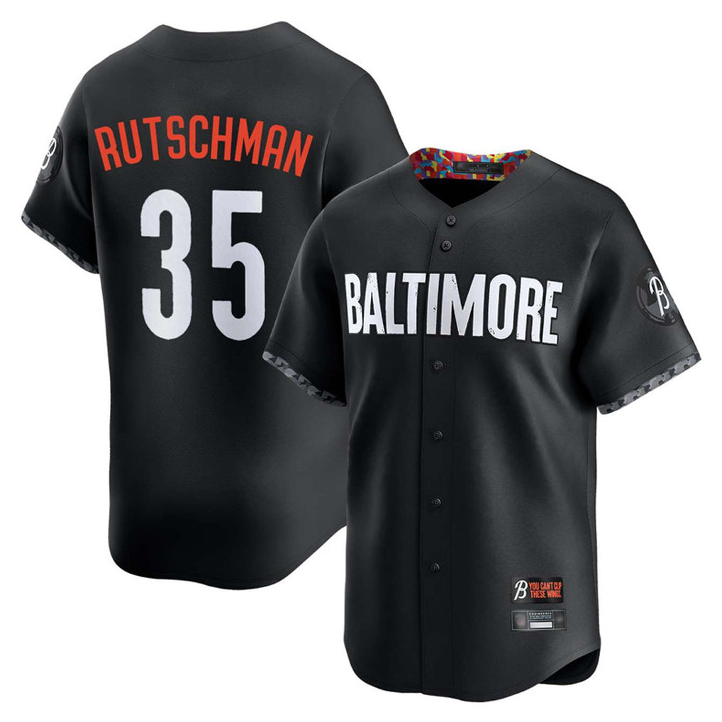 B.Orioles #35 Adley Rutschman Player Black City Connect Limited Home Game Jdoa Stitched Jerseys