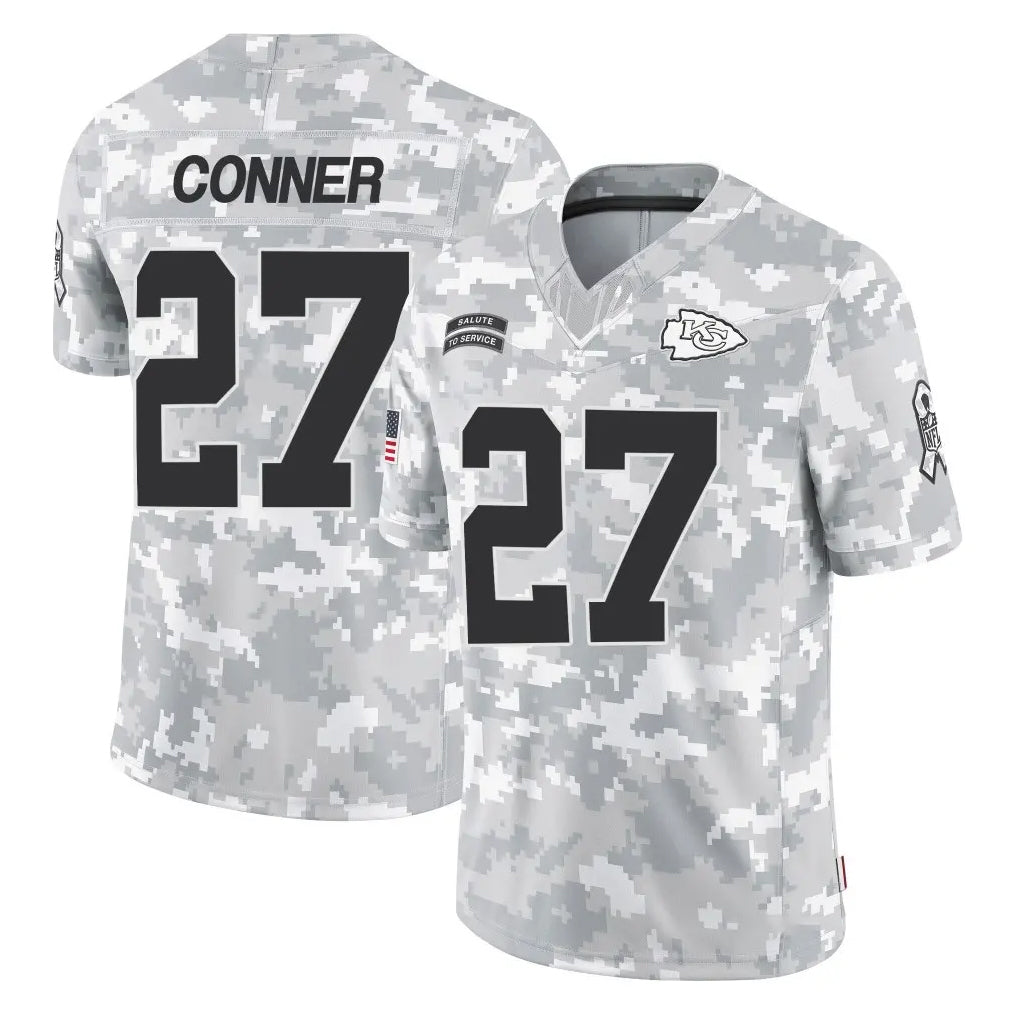 KC.Chiefs #27 Chamarri Conner Player Arctic Camo Salute To Service Limited Game Stitched Jerseys