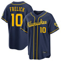 M.Brewers #10 Sal Frelick Player Navy Home Stadium Game Jdoa Stitched Jerseys
