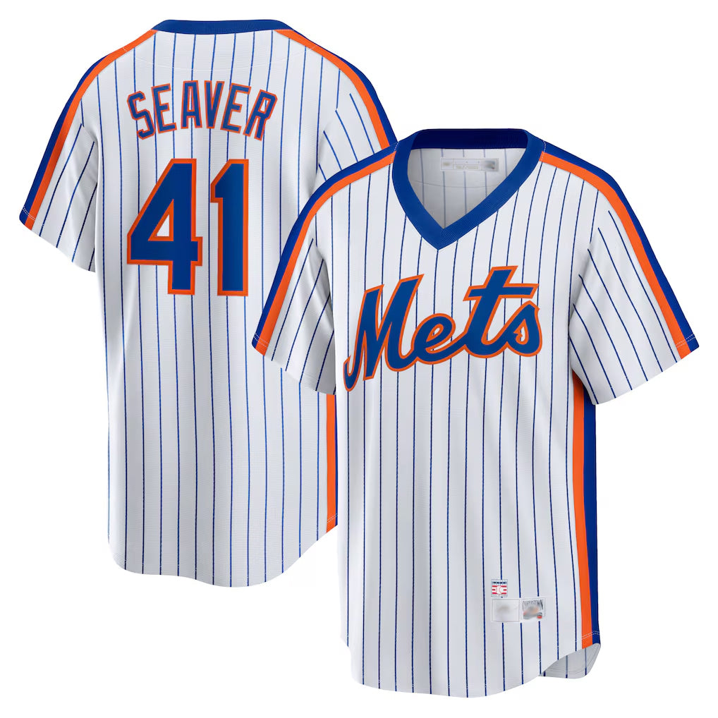 NY.Mets #41 Tom Seaver Player White Cooperstown Collection T-shirt Home Jdoa Stitched Jerseys