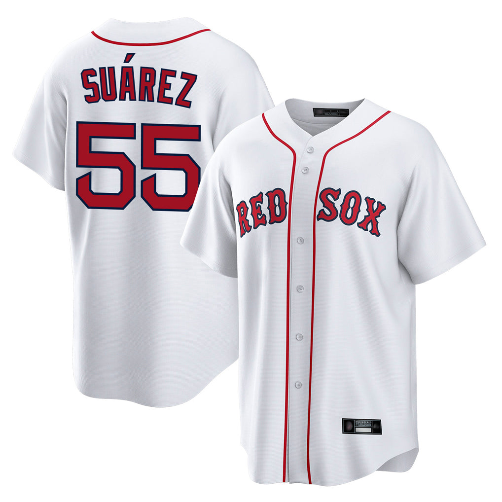 B.Red Sox #55 Ranger Su¨¢rez Player White Home Game Jdoa Stitched Jerseys