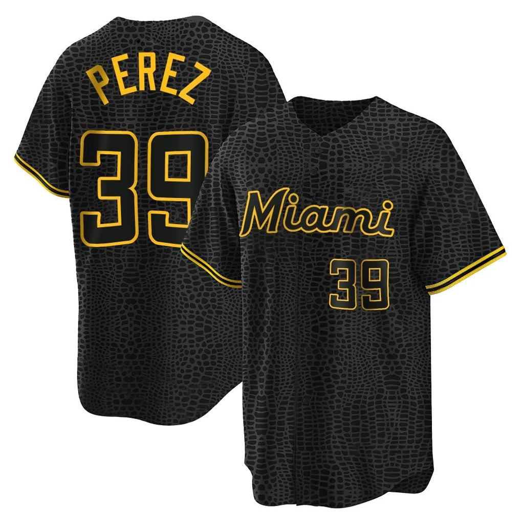 M.Marlins #39 Eury Perez Player Black Snake Skin City Home Game Jdoa Stitched Jerseys