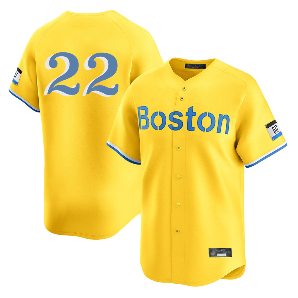 B.Red Sox #22 Garrett Whitlock Player Yellow Limited Home Game Jdoa Stitched Jerseys