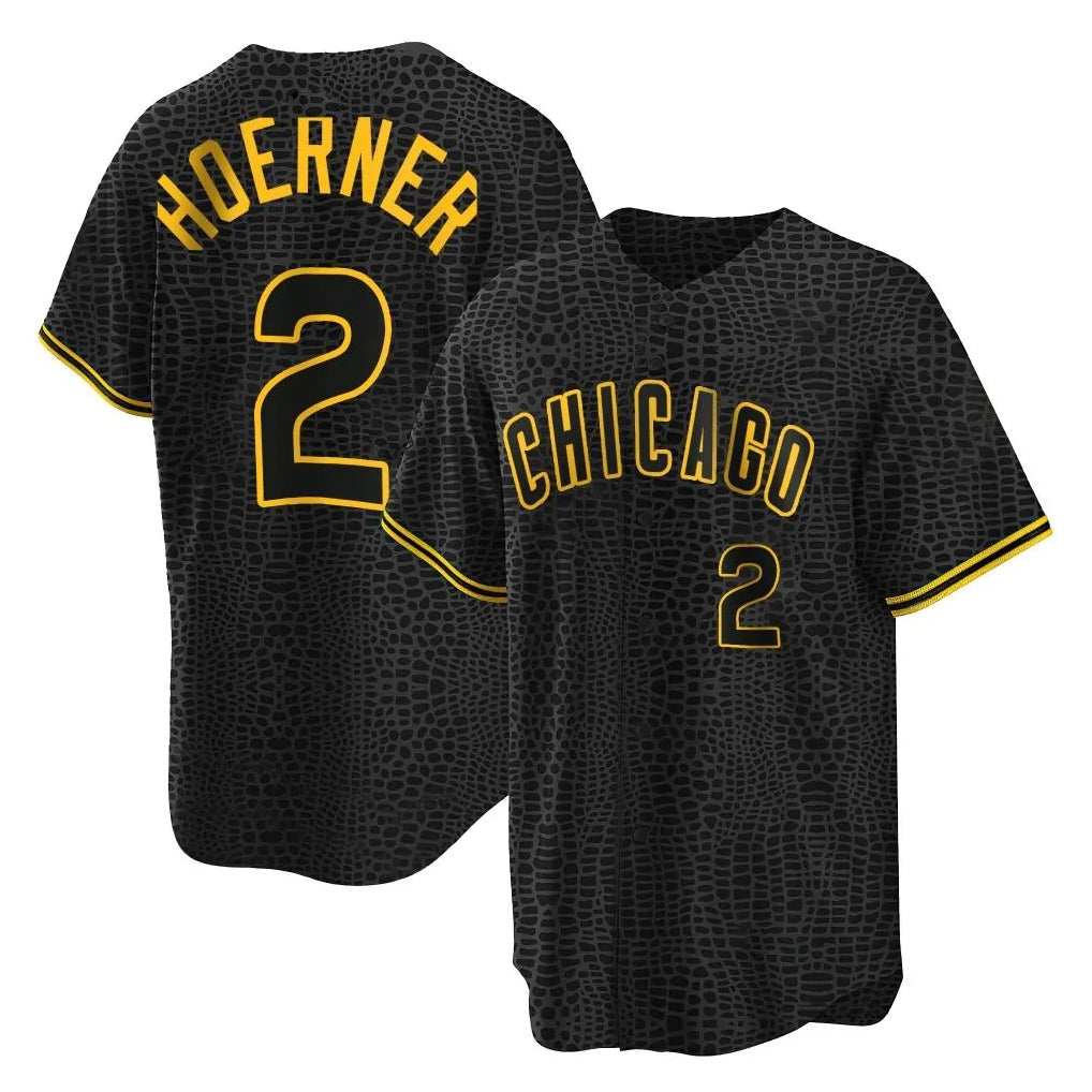 C.Cubs #2 Nico Hoerner Player Black Snake Skin City Game Jdoa Stitched Jerseys