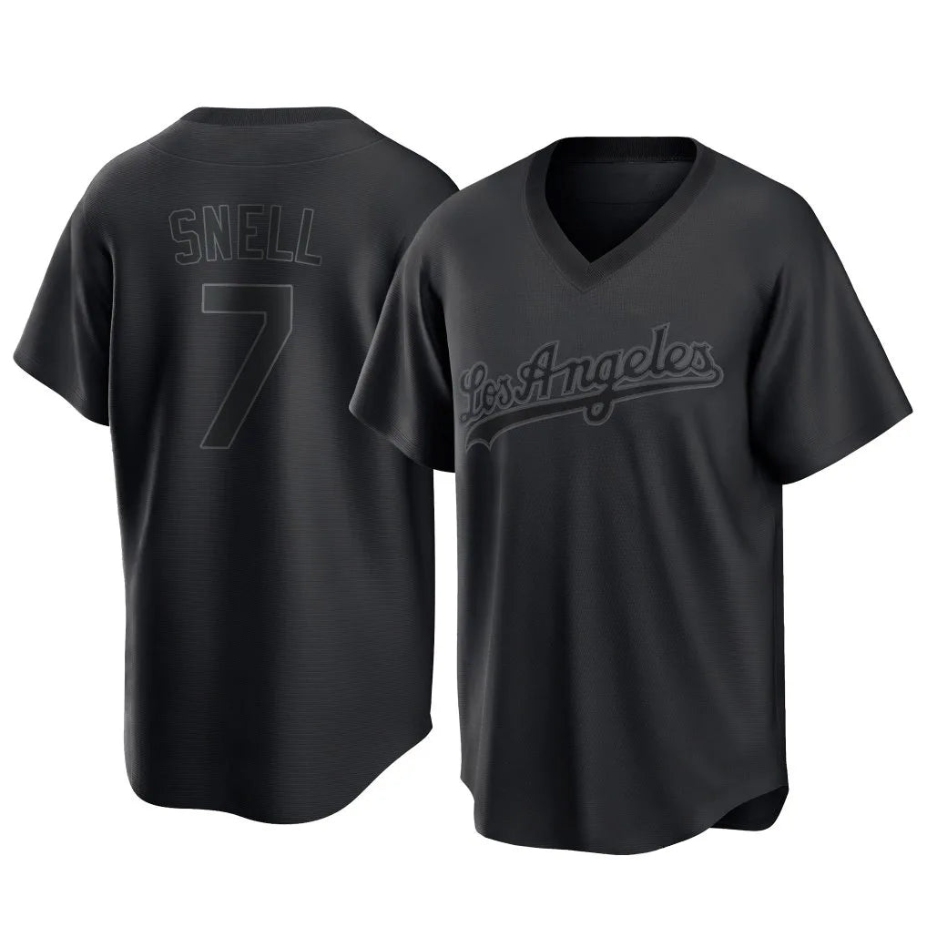 LA.Dodgers #7 Blake Snell Player Black Pitch Fashion T-shirt Jdoa Stitched Jerseys