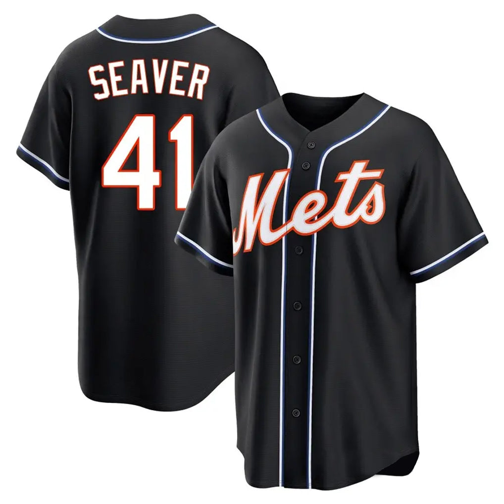 NY.Mets #41 Tom Seaver Player Black Fashion Out Game Jdoa Stitched Jerseys
