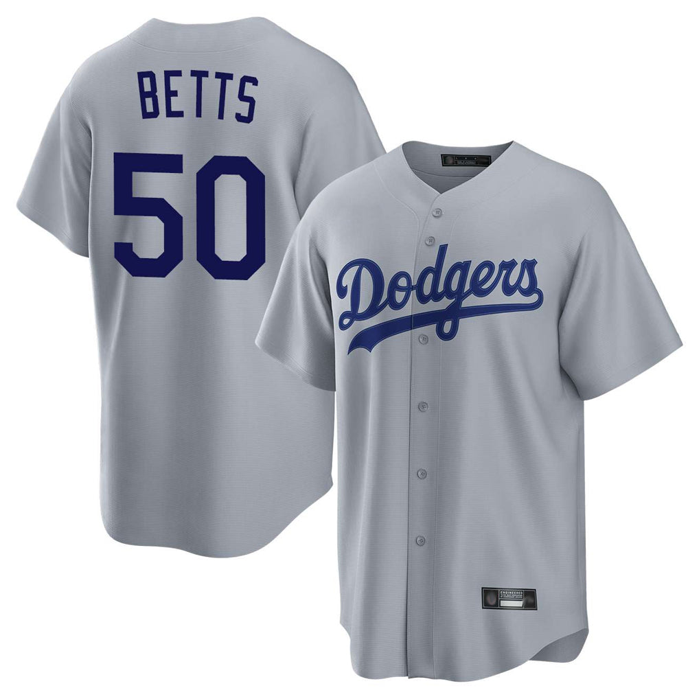 LA.Dodgers #50 Mookie Betts Player Gray Game Jdoa Stitched Jerseys