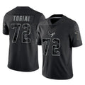 H.Texans #72 Tommy Togiai Player Black Reflective Limited Game Jdoa Stitched Jerseys