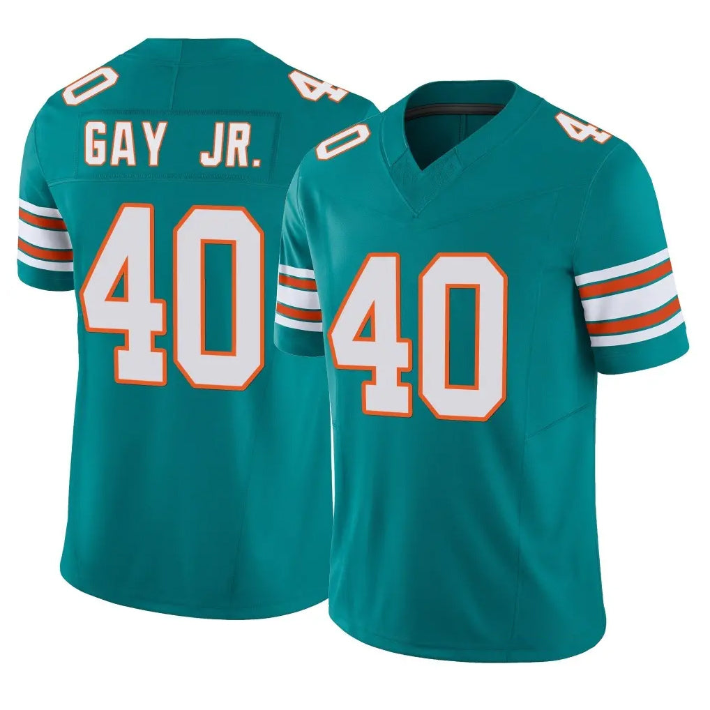 M.Dolphins #40 Willie Gay Jr. Player Aqua Limited Alternate Vapor F.U.S.E. Home Game Jdoa Stitched Jerseys