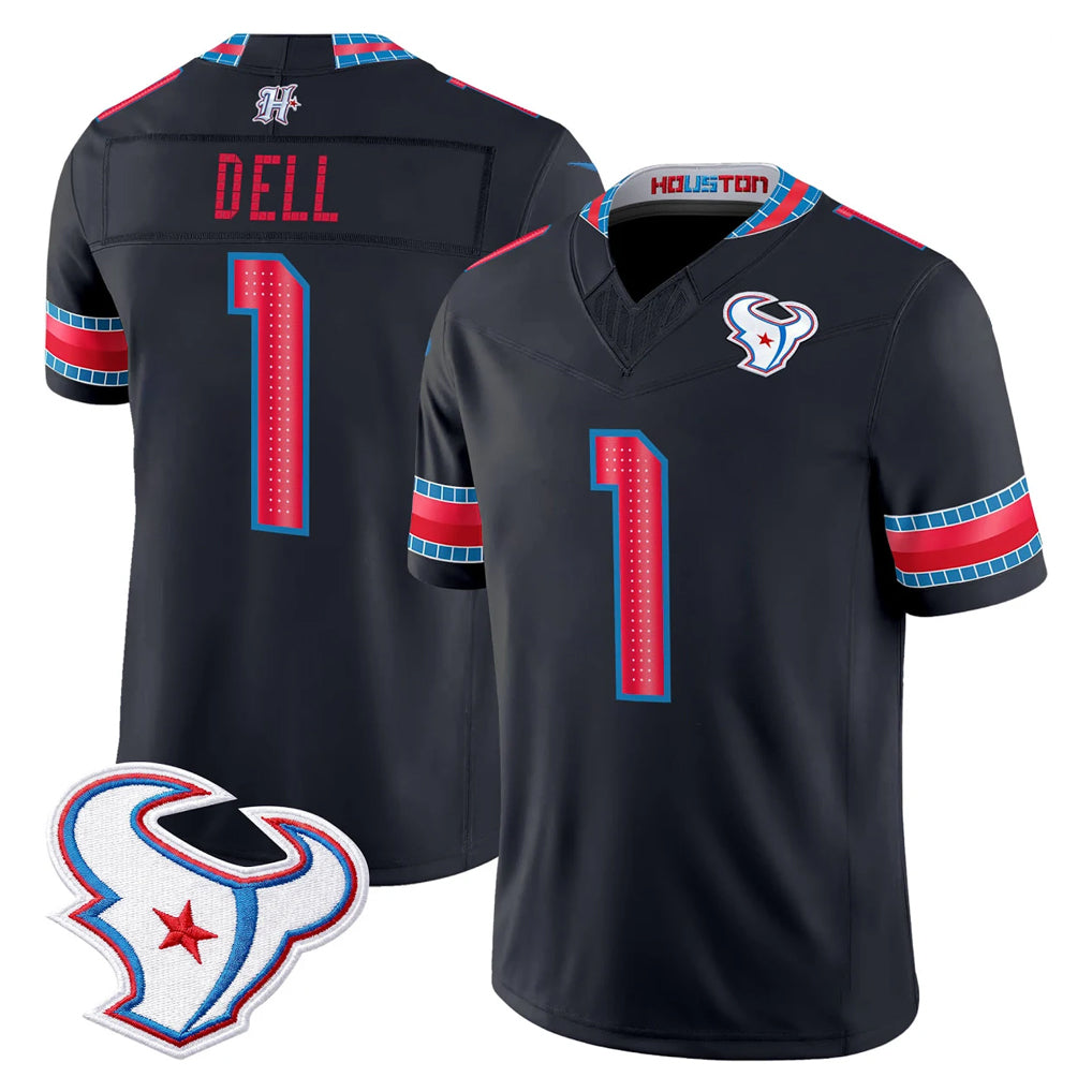 H.Texans #1 Tank Dell Player Navy 2026 Rivalries Vapor Limited Home Game Jdoa Stitched jerseys