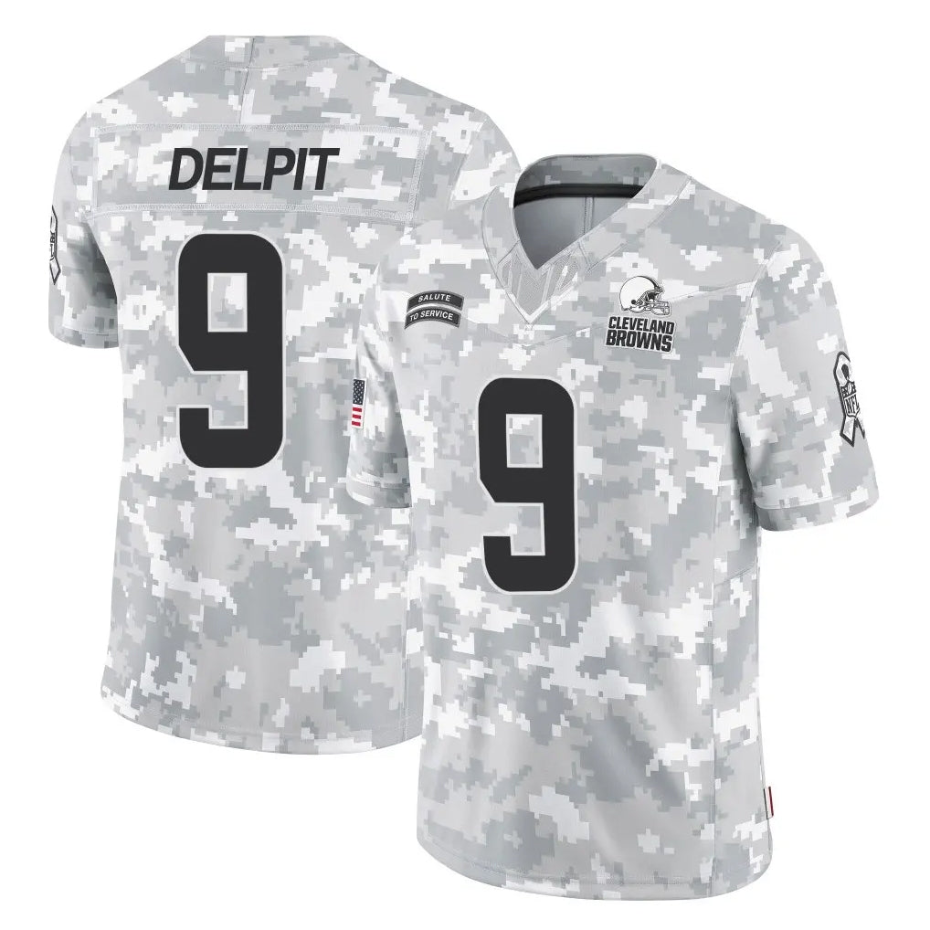 C.Browns #9 Grant Delpit Player Arctic Camo Salute to Service Limited Home Game Jdoa Stitched Jerseys