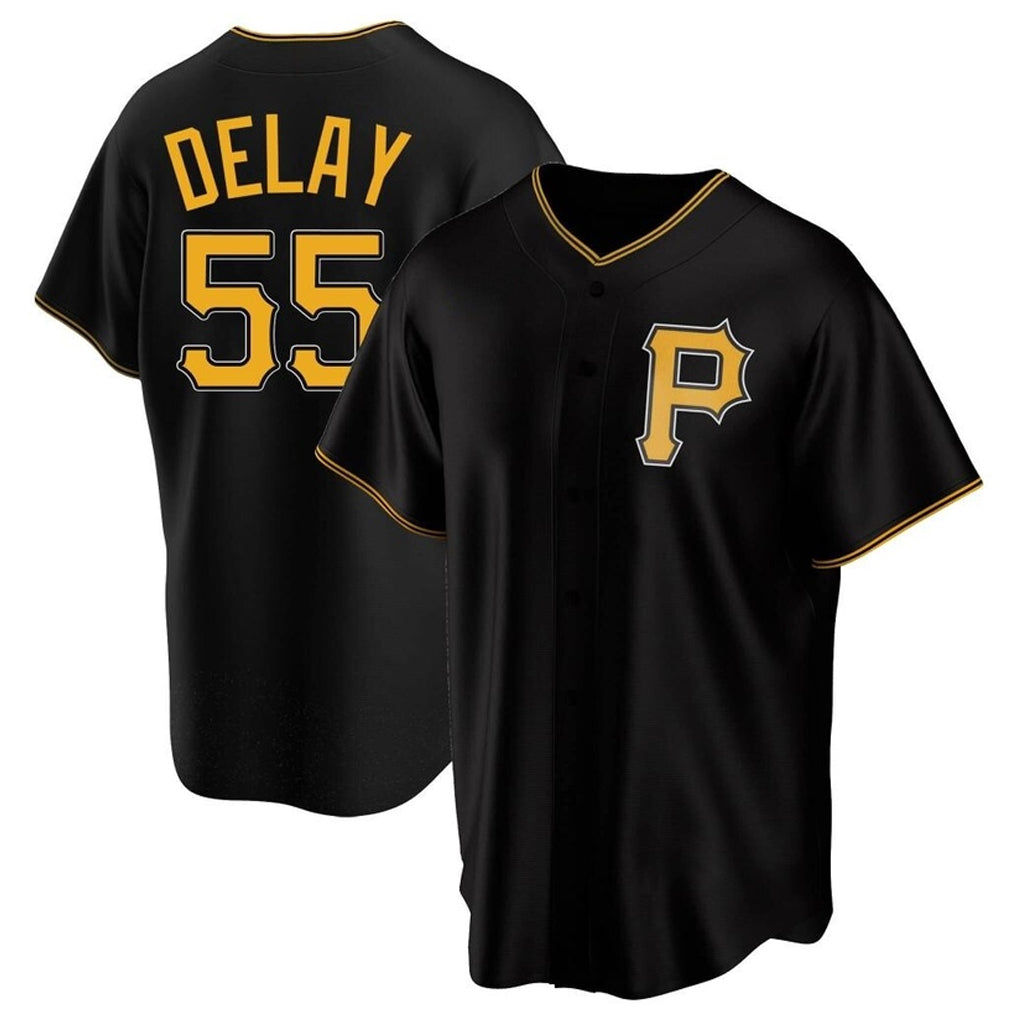 P.Pirates #55 Jason Delay Player Black Alternate 2025 Home Game Jdoa Stitched Jerseys