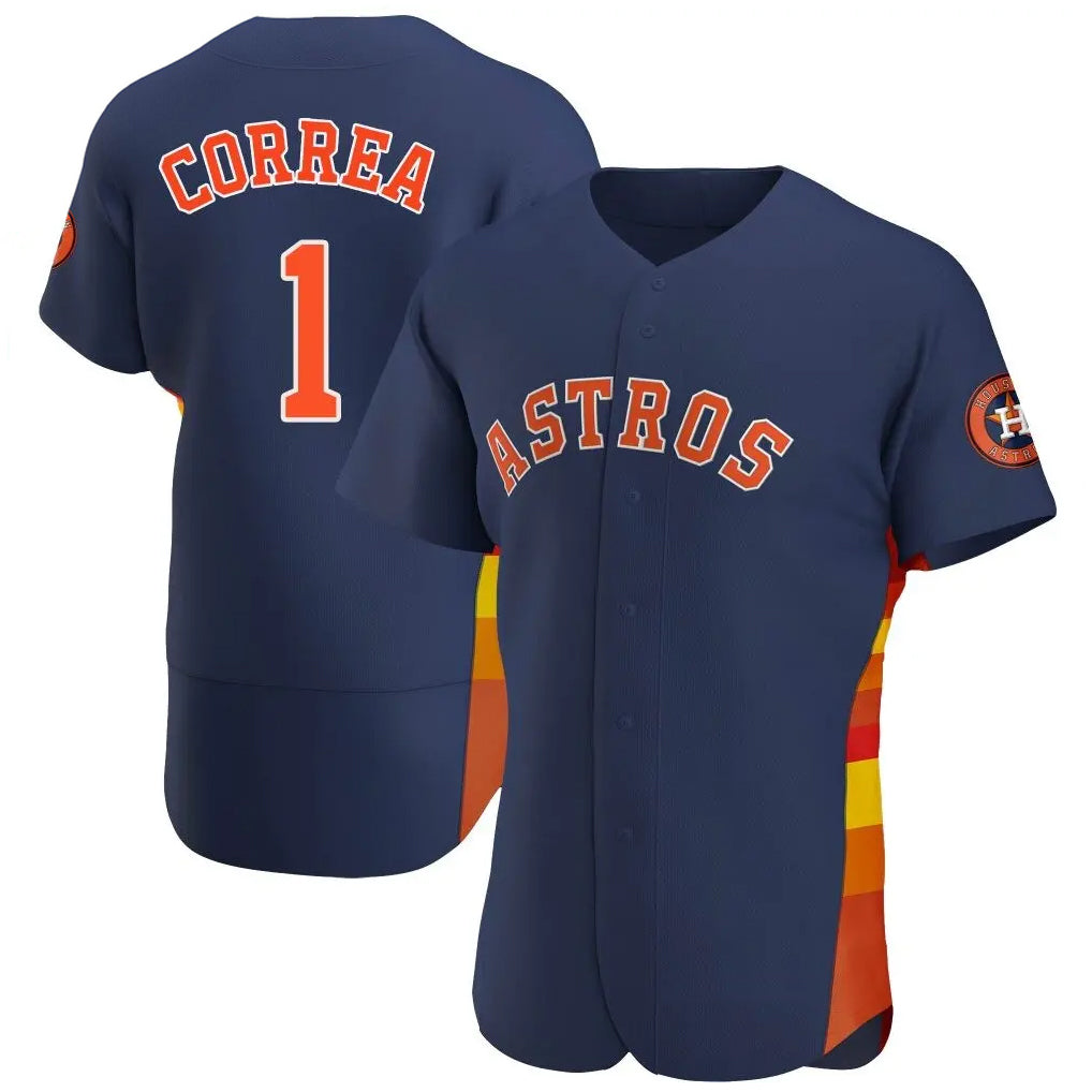 H.Astros #1 Carlos Correa Player Navy Home Limited Elite Jdoa Stitched Jerseys