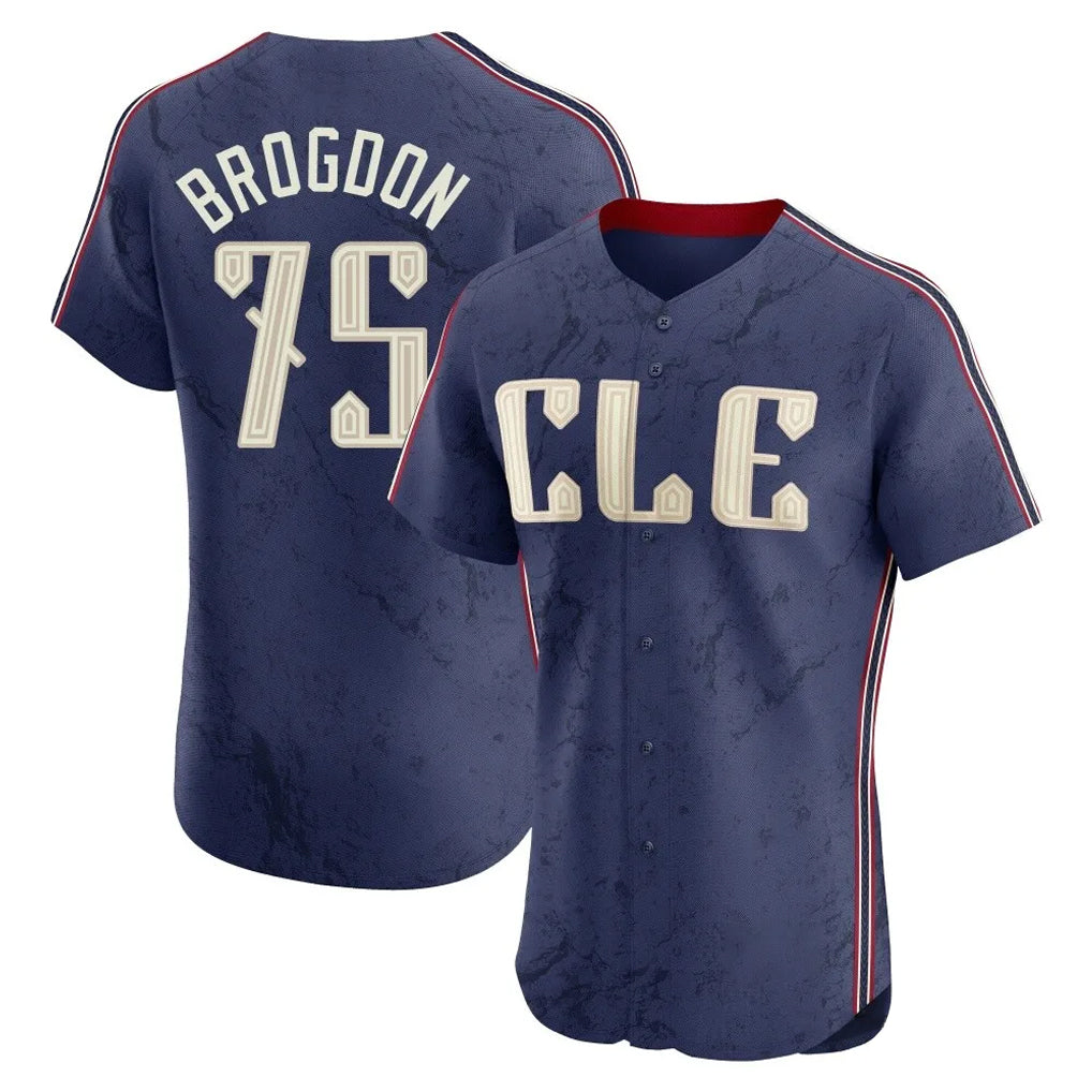 C.Guardians #75 Connor Brogdon Player Navy City Connect Limited Elite Home Jdoa Stitched Jerseys