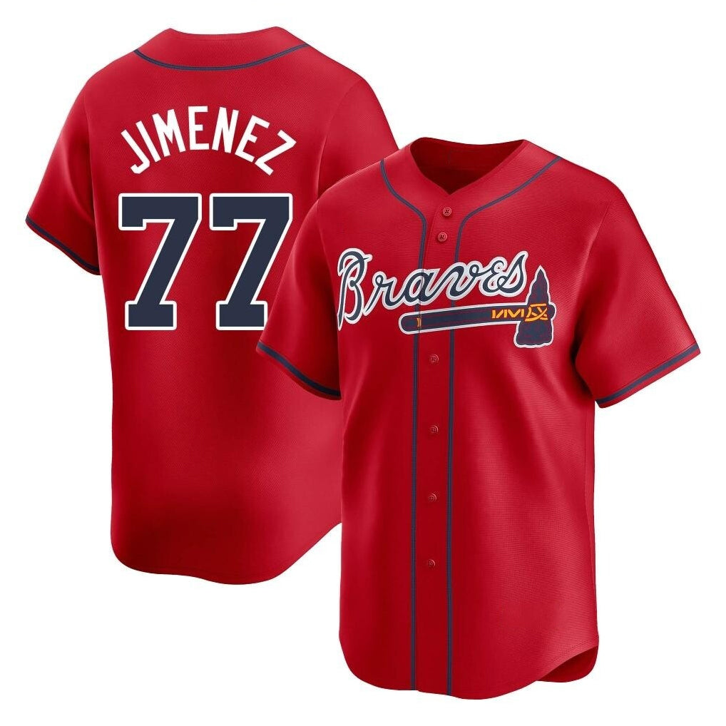 A.Braves #77 Joe Jimenez Player Red Limited Home Game Jdoa Stitched Jerseys