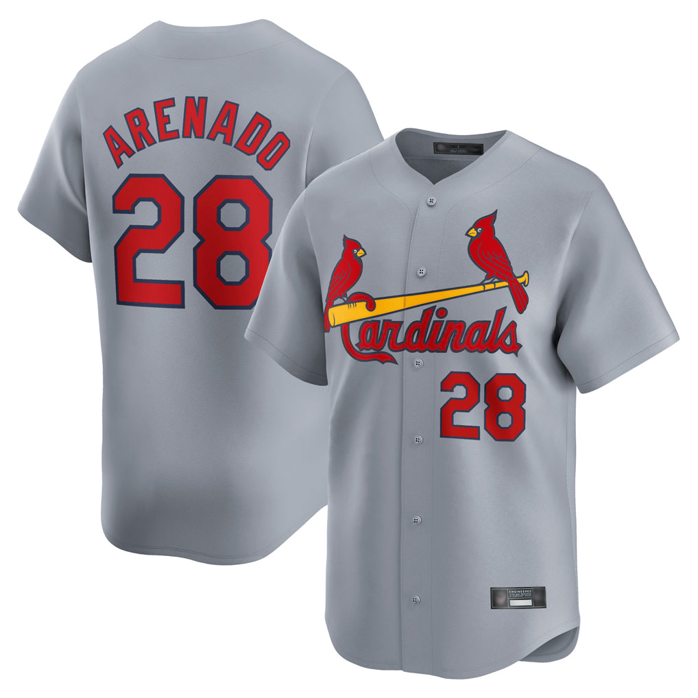 St. Louis Cardinals #28 Nolan Arenado Player Gray Home Limited Jdoa Stitched Jerseys