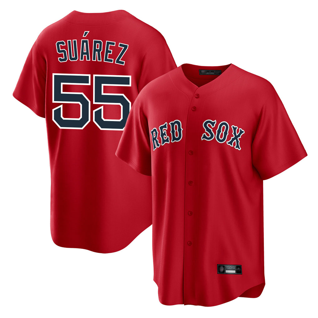B.Red Sox #55 Ranger Su¨¢rez Player Red Home Game Jdoa Stitched Jerseys